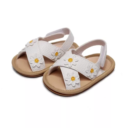 Nu-pieds bébé fille cuir respirant – confort été, anti-transpiration, souples et sécurisants