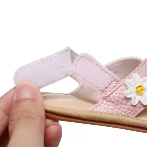 Nu-pieds bébé fille cuir respirant – confort été, anti-transpiration, souples et sécurisants