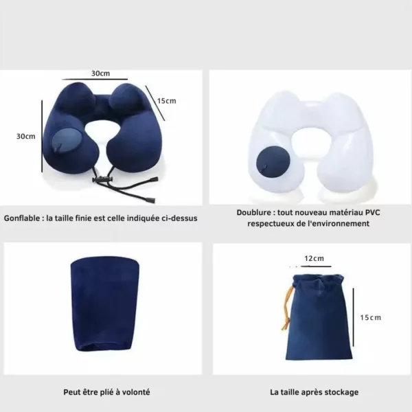 Oreiller de nuque gonflable pour voyage longue distance – Confort ergonomique et compact pour des trajets sans douleur
