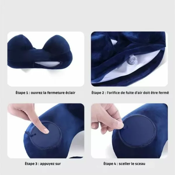 Oreiller de nuque gonflable pour voyage longue distance – Confort ergonomique et compact pour des trajets sans douleur