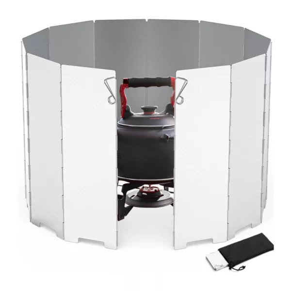 Pare-vent aluminium pliable réchaud – Cuisson efficace en plein air, coupe-vent compact pour bivouac et camping