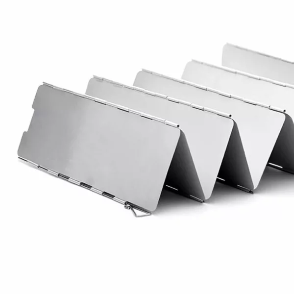 Pare-vent aluminium pliable réchaud – Cuisson efficace en plein air, coupe-vent compact pour bivouac et camping
