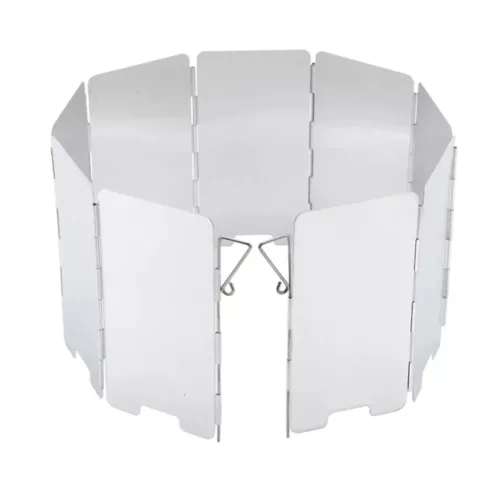 Pare-vent aluminium pliable réchaud – Cuisson efficace en plein air, coupe-vent compact pour bivouac et camping