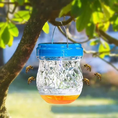 Piège à guêpes en verre décoratif – Élimine les insectes avec style pour vos repas en extérieur