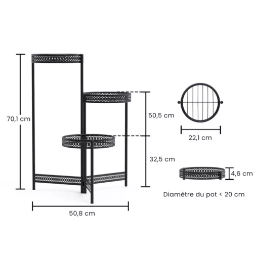 Porte-plantes extérieur en métal pliable – Design élégant, gain de place, parfait pour balcon ou terrasse