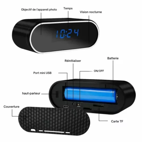 Réveil caméra espion avec vision nocturne