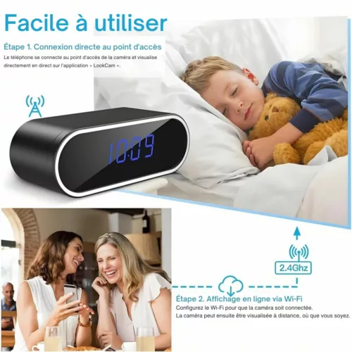 Réveil caméra espion avec vision nocturne