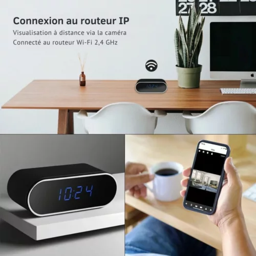 Réveil caméra espion avec vision nocturne