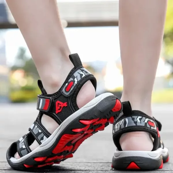 Sandales garçon été à scratch solide – Confort antidérapant pour pieds actifs – Parfaites pour les aventures d'été