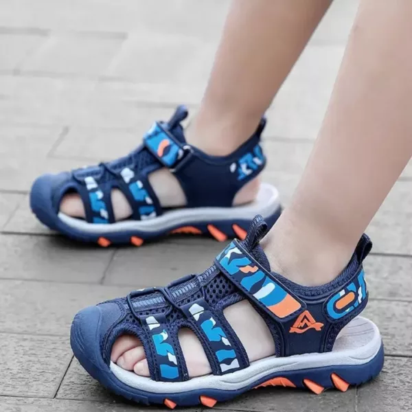 Sandales garçon été à scratch solide – Confort antidérapant pour pieds actifs – Parfaites pour les aventures d'été