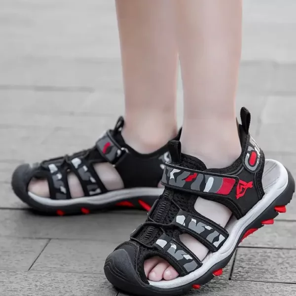 Sandales garçon été à scratch solide – Confort antidérapant pour pieds actifs – Parfaites pour les aventures d'été