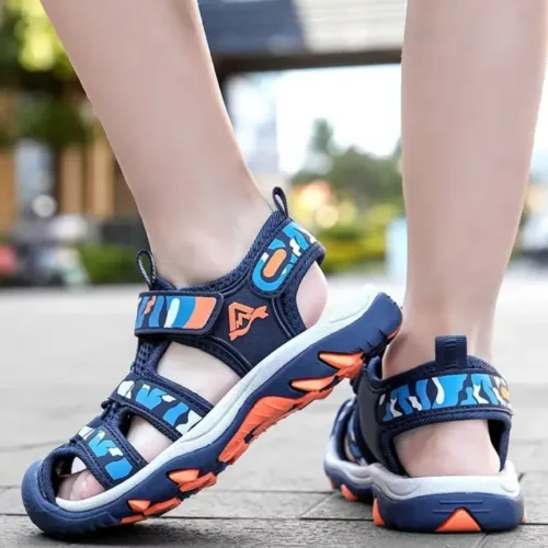 Sandales garçon été à scratch solide – Confort antidérapant pour pieds actifs – Parfaites pour les aventures d'été