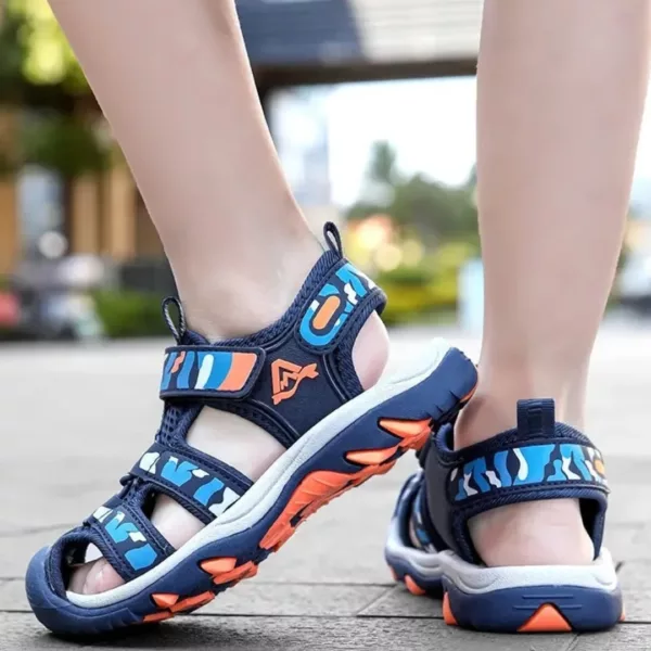 Sandales garçon été à scratch solide – Confort antidérapant pour pieds actifs – Parfaites pour les aventures d'été