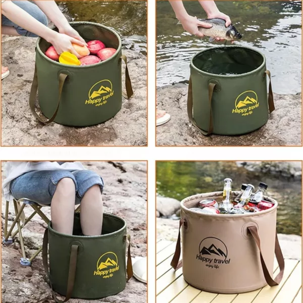 Seau pliable étanche pour camping – Gain de place ultra-pratique pour randonnées, voyages et pêche
