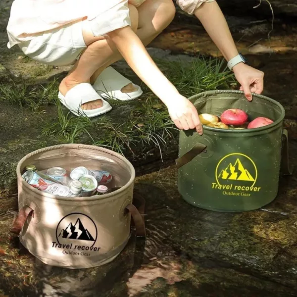 Seau pliable étanche pour camping – Gain de place ultra-pratique pour randonnées, voyages et pêche