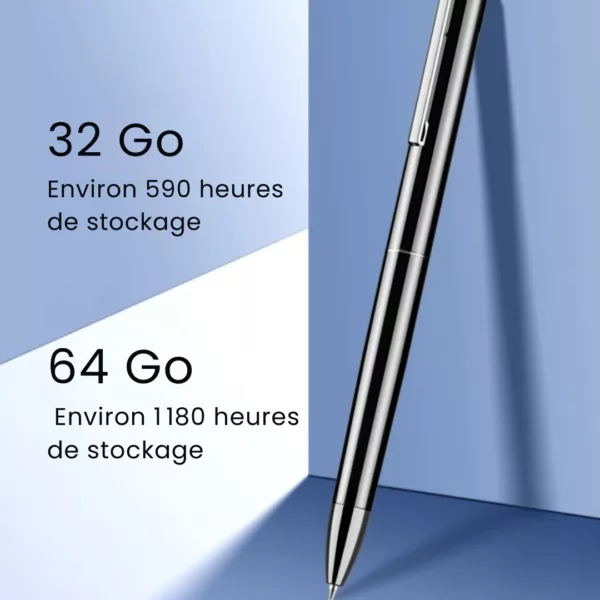 Stylo enregistreur vocal avec activation automatique – Discrétion totale pour réunions, cours ou interviews
