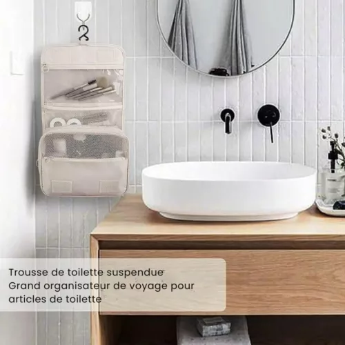 Trousse de toilette suspendue voyage imperméable – Gain de place et accessoires secs en toutes circonstances