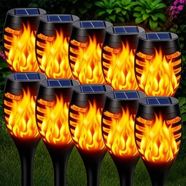 Lampe torche effet flamme led solaire – Image 3
