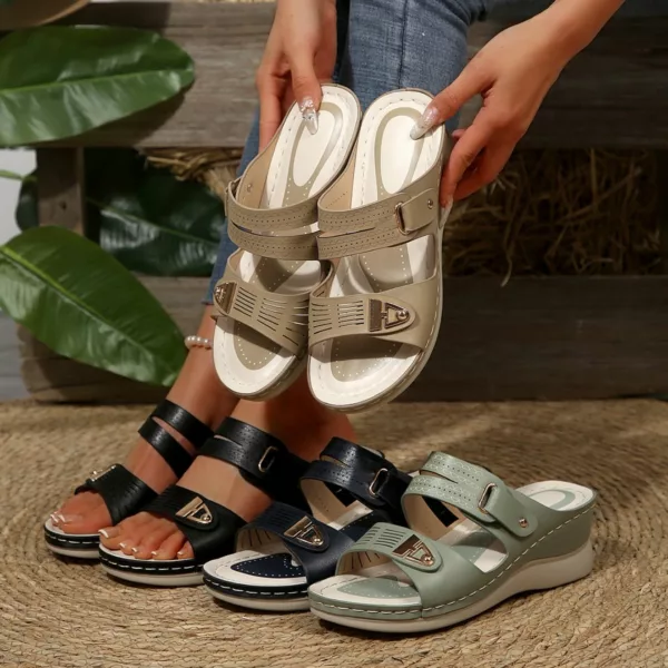 Mules compensées femme confort réglable