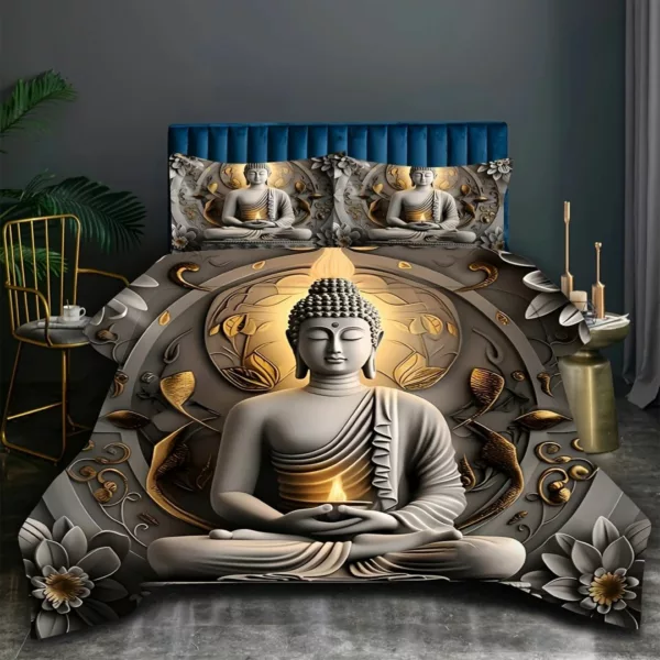 Parure de lit Bouddha sérénité dorée – Image 3
