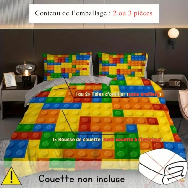Parure de lit briques de construction colorées – Image 3