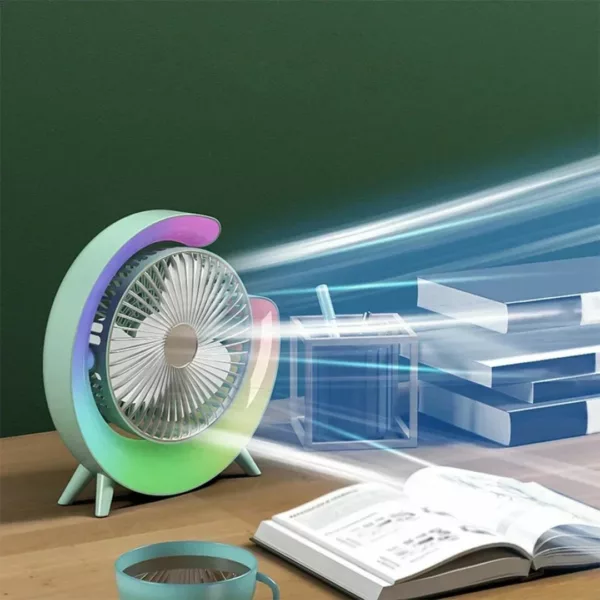 Ventilateur led coloré portatif ambiance jardin – Image 6