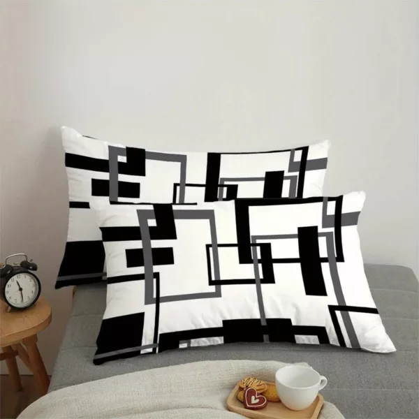 Parure de lit noir et blanc graphique – Image 4