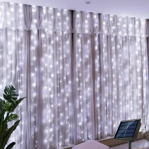 Rideau lumineux led solaire pour pergola