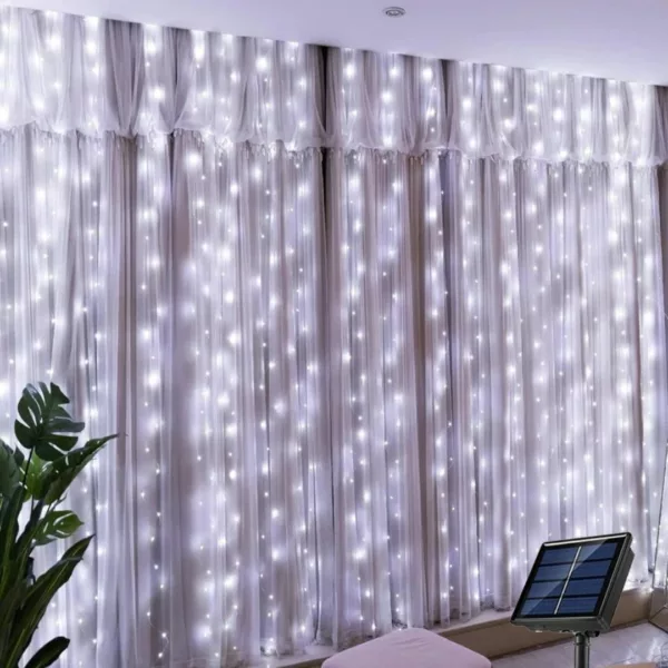 Rideau lumineux led solaire pour pergola