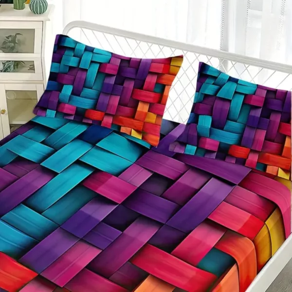 Parure de lit design tressé multicolore – Image 5