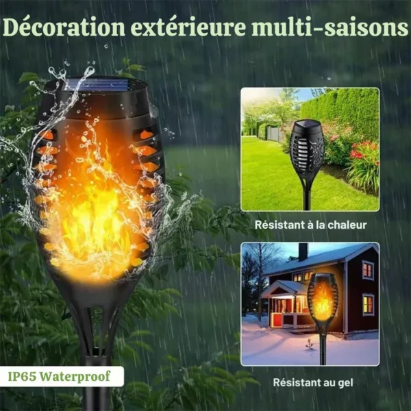 Lampe torche effet flamme led solaire – Image 2