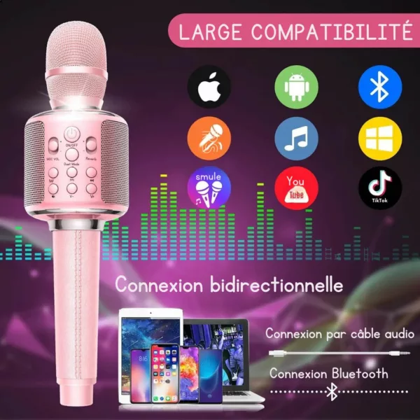 Micro karaoké sans fil avec enceinte intégrée – Image 5