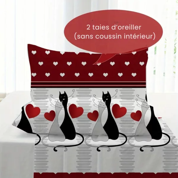 Parure de lit chats amoureux graphiques – Image 4