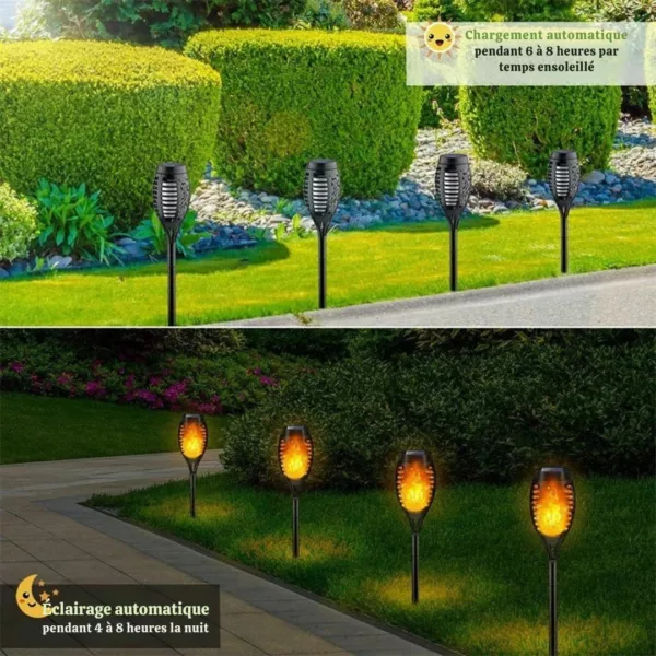 Lampe torche effet flamme led solaire – Image 9