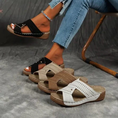 Mules compensées femme confort respirant