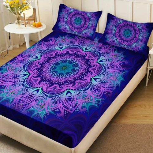 Parure de lit mandala violet hypnotique