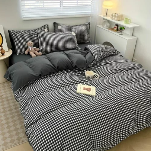 Parure de lit vichy noir moderne