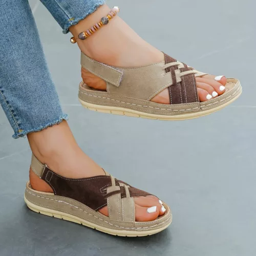 Sandales ouvertes confort tressées femme