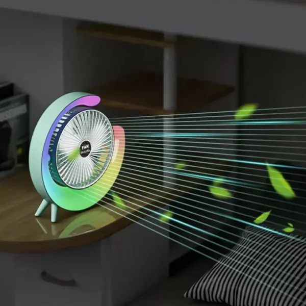 Ventilateur led coloré portatif ambiance jardin – Image 8