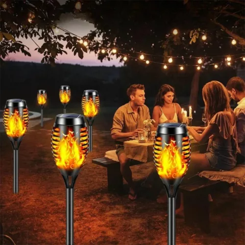 Lampe torche effet flamme led solaire