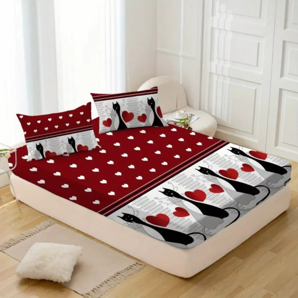 Parure de lit chats amoureux graphiques – Image 6