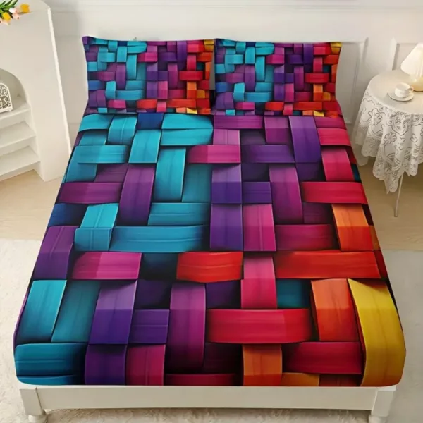 Parure de lit design tressé multicolore – Image 2