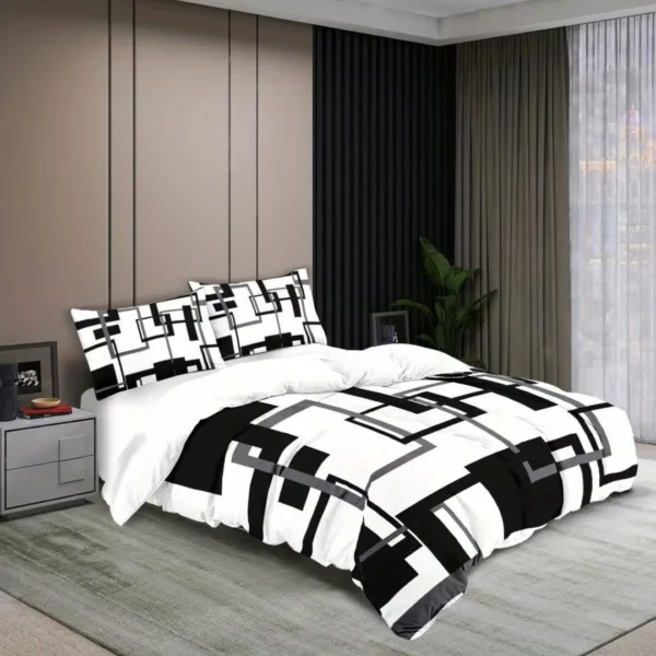Parure de lit noir et blanc graphique – Image 6