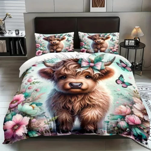Parure de lit vache fleurie féerique