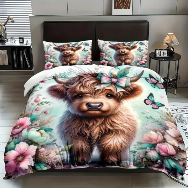 Parure de lit vache fleurie féerique
