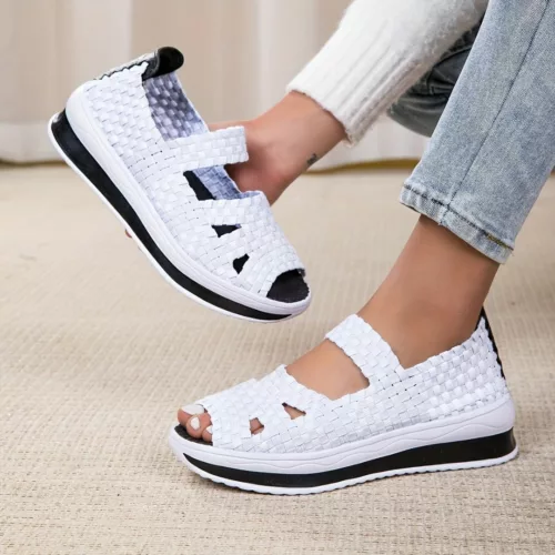 Sandales plateforme femme tressées confort
