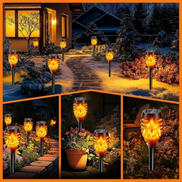 Lampe torche effet flamme led solaire – Image 8