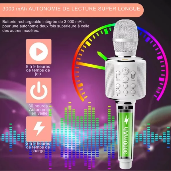 Micro karaoké sans fil avec enceinte intégrée – Image 2