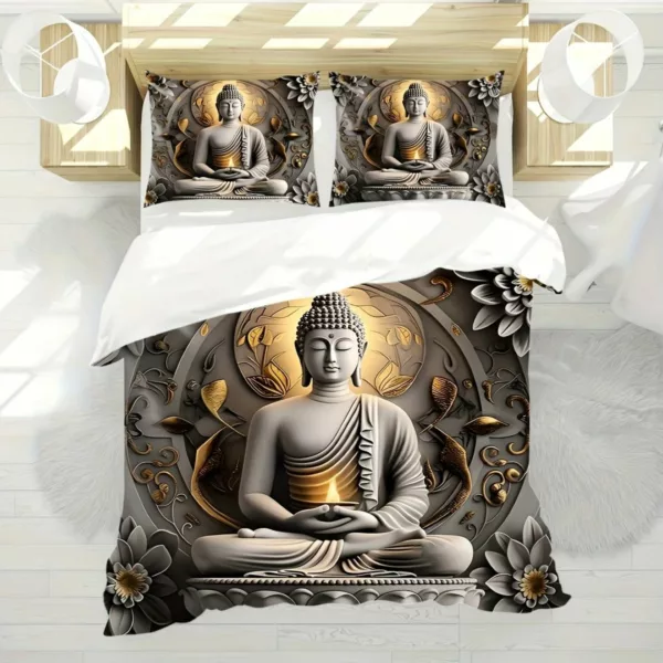 Parure de lit Bouddha sérénité dorée – Image 2