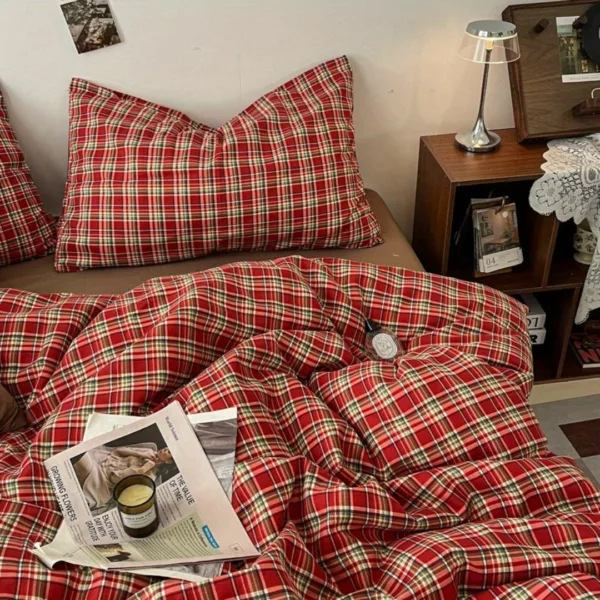 Parure de lit écossaise rouge cosy – Image 8
